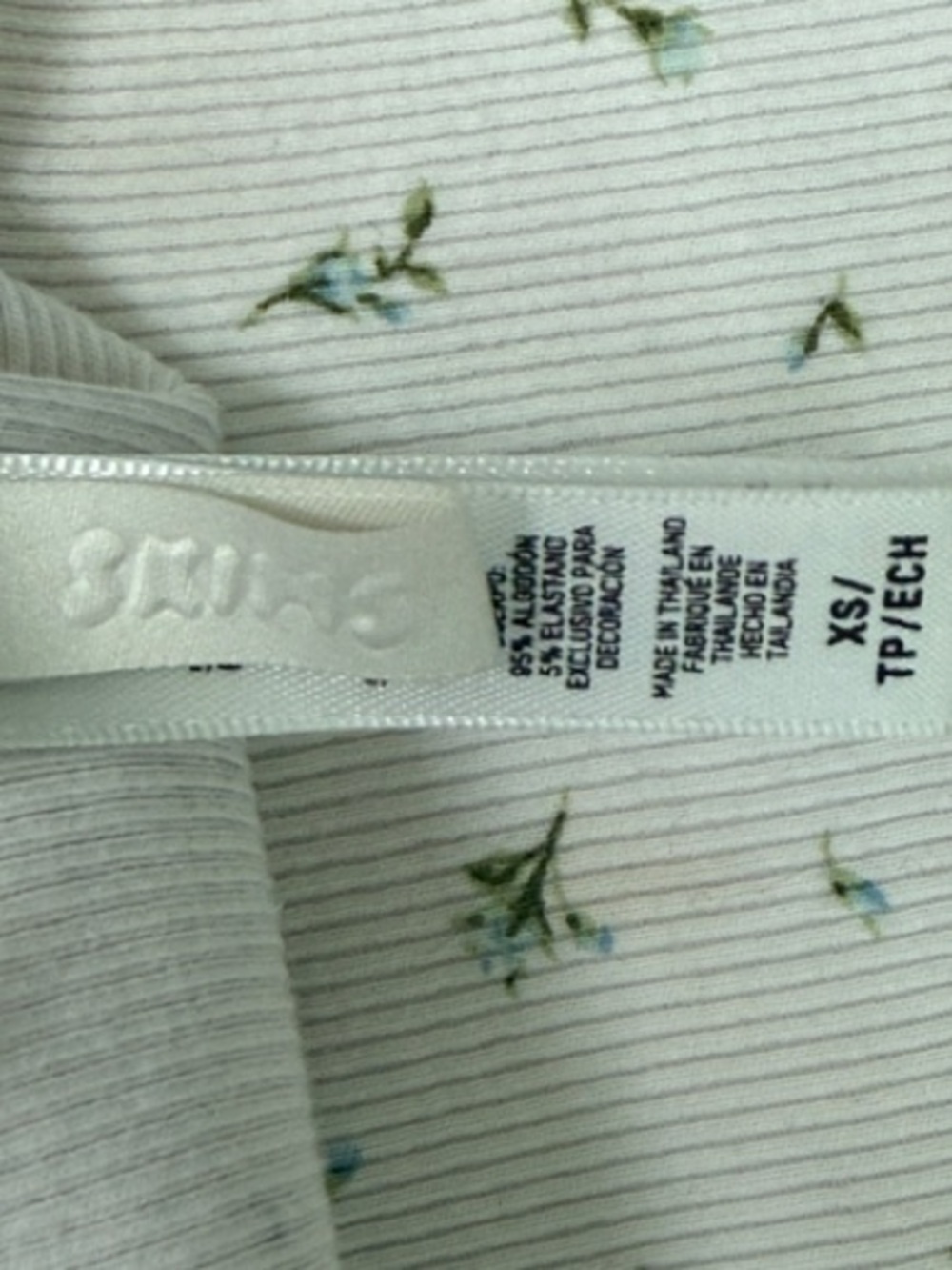 SKIMS Cream Ribbed Tank with Tiny Green Floral Print - Picture 2 of 4
